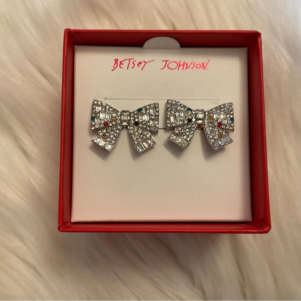 Betsey Johnson Holiday Bow Earrings - New in Box